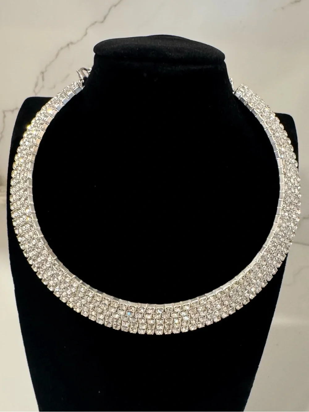 HIGH QUALITY! Sparkling Silver Crystal Collar Event Special Occasion Necklace